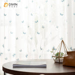 DIHIN HOME Pastoral Blue Butterfly Embroidered,Sheer Curtain,Grommet Window Curtain for Living Room ,52x63-inch,1 Panel Curtains custom curtains blackout curtains curtains for living room curtain fabric linen curtains
