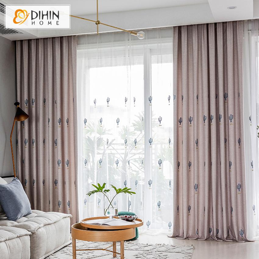 DIHIN HOME Pastoral Blue Cactus Embroidered ,Blackout Grommet Window Curtain for Living Room ,52x63-inch,1 Panel Roman Shades Curtains Window Blinds custom curtains blackout curtains curtains for living room sheer curtains curtain fabric linen curtains kitchen curtains velvet curtains pinch pleat curtains bay window curtains outdoor curtains pleated curtains floral curtains dining room curtains kitchen valances drapes for bedroom patio curtains nursery curtains grommet curtains
