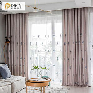 DIHIN HOME Pastoral Blue Cactus Embroidered ,Blackout Grommet Window Curtain for Living Room ,52x63-inch,1 Panel Roman Shades Curtains Window Blinds custom curtains blackout curtains curtains for living room sheer curtains curtain fabric linen curtains kitchen curtains velvet curtains pinch pleat curtains bay window curtains outdoor curtains pleated curtains floral curtains dining room curtains kitchen valances drapes for bedroom patio curtains nursery curtains grommet curtains