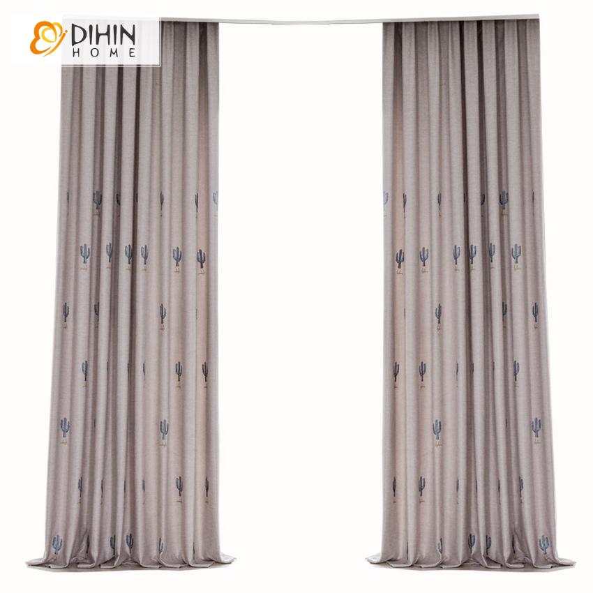 DIHIN HOME Pastoral Blue Cactus Embroidered ,Blackout Grommet Window Curtain for Living Room ,52x63-inch,1 Panel Roman Shades Curtains Window Blinds custom curtains blackout curtains curtains for living room sheer curtains curtain fabric linen curtains kitchen curtains velvet curtains pinch pleat curtains bay window curtains outdoor curtains pleated curtains floral curtains dining room curtains kitchen valances drapes for bedroom patio curtains nursery curtains grommet curtains