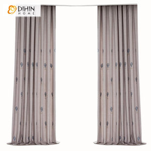 DIHIN HOME Pastoral Blue Cactus Embroidered ,Blackout Grommet Window Curtain for Living Room ,52x63-inch,1 Panel Roman Shades Curtains Window Blinds custom curtains blackout curtains curtains for living room sheer curtains curtain fabric linen curtains kitchen curtains velvet curtains pinch pleat curtains bay window curtains outdoor curtains pleated curtains floral curtains dining room curtains kitchen valances drapes for bedroom patio curtains nursery curtains grommet curtains