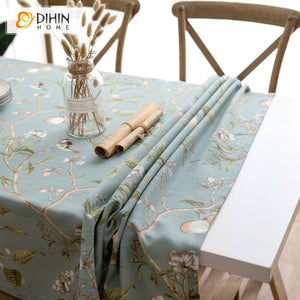 DIHIN HOME Pastoral Blue Color Bird and Tree Printed Tablecloth For Rectangle Tables,Custom Washed Linen Tablecloth,Handmade Rectangle Table Cover Roman Shades Curtains Window Blinds custom curtains blackout curtains curtains for living room sheer curtains curtain fabric linen curtains kitchen curtains velvet curtains pinch pleat curtains bay window curtains outdoor curtains pleated curtains floral curtains dining room curtains kitchen valances drapes for bedroom patio curtains nursery curtains grommet curt