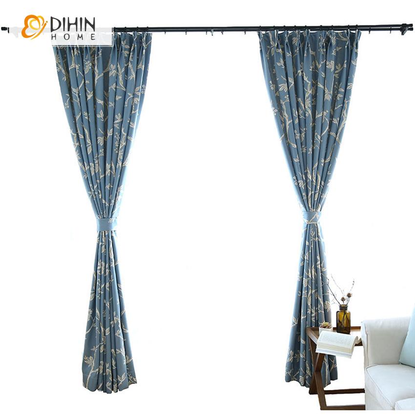 DIHIN HOME Pastoral Blue Color Double Sides White Twig Printed,Blackout Curtains Grommet Window Curtain for Living Room ,52x63-inch,1 Panel Roman Shades Curtains Window Blinds custom curtains blackout curtains curtains for living room sheer curtains curtain fabric linen curtains kitchen curtains velvet curtains pinch pleat curtains bay window curtains outdoor curtains pleated curtains floral curtains dining room curtains kitchen valances drapes for bedroom patio curtains nursery curtains grommet curtains