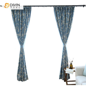 DIHIN HOME Pastoral Blue Color Double Sides White Twig Printed,Blackout Curtains Grommet Window Curtain for Living Room ,52x63-inch,1 Panel Roman Shades Curtains Window Blinds custom curtains blackout curtains curtains for living room sheer curtains curtain fabric linen curtains kitchen curtains velvet curtains pinch pleat curtains bay window curtains outdoor curtains pleated curtains floral curtains dining room curtains kitchen valances drapes for bedroom patio curtains nursery curtains grommet curtains