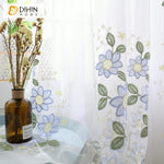 DIHIN HOME Pastoral Blue Color Embroidered Sheer Curtain, Grommet Window Curtain for Living Room ,52x63-inch,1 Panel Roman Shades Curtains Window Blinds custom curtains blackout curtains curtains for living room sheer curtains curtain fabric linen curtains kitchen curtains velvet curtains pinch pleat curtains bay window curtains outdoor curtains pleated curtains floral curtains dining room curtains kitchen valances drapes for bedroom patio curtains nursery curtains grommet curtains
