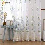DIHIN HOME Pastoral Blue Color Embroidered Sheer Curtain, Grommet Window Curtain for Living Room ,52x63-inch,1 Panel Roman Shades Curtains Window Blinds custom curtains blackout curtains curtains for living room sheer curtains curtain fabric linen curtains kitchen curtains velvet curtains pinch pleat curtains bay window curtains outdoor curtains pleated curtains floral curtains dining room curtains kitchen valances drapes for bedroom patio curtains nursery curtains grommet curtains