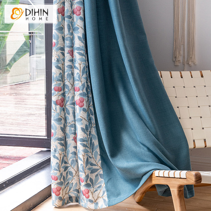 DIHIN HOME Pastoral Blue Color Flowers Printed,Blackout Grommet Window Curtain for Living Room,1 Panel Roman Shades Curtains Window Blinds custom curtains blackout curtains curtains for living room sheer curtains curtain fabric linen curtains kitchen curtains velvet curtains pinch pleat curtains bay window curtains outdoor curtains pleated curtains floral curtains dining room curtains kitchen valances drapes for bedroom patio curtains nursery curtains grommet curtains