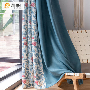 DIHIN HOME Pastoral Blue Color Flowers Printed,Blackout Grommet Window Curtain for Living Room,1 Panel Roman Shades Curtains Window Blinds custom curtains blackout curtains curtains for living room sheer curtains curtain fabric linen curtains kitchen curtains velvet curtains pinch pleat curtains bay window curtains outdoor curtains pleated curtains floral curtains dining room curtains kitchen valances drapes for bedroom patio curtains nursery curtains grommet curtains