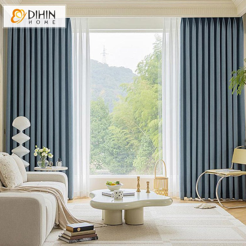 DIHIN HOME Pastoral Blue Color Leaves Jacquard,Blackout Grommet Window Curtain for Living Room ,52x63-inch,1 Panel Roman Shades Curtains Window Blinds custom curtains blackout curtains curtains for living room sheer curtains curtain fabric linen curtains kitchen curtains velvet curtains pinch pleat curtains bay window curtains outdoor curtains pleated curtains floral curtains dining room curtains kitchen valances drapes for bedroom patio curtains nursery curtains grommet curtains