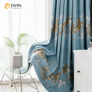 DIHIN HOME Pastoral Blue Color Mountain Printed,Blackout Grommet Window Curtain for Living Room ,52x63-inch,1 Panel Roman Shades Curtains Window Blinds custom curtains blackout curtains curtains for living room sheer curtains curtain fabric linen curtains kitchen curtains velvet curtains pinch pleat curtains bay window curtains outdoor curtains pleated curtains floral curtains dining room curtains kitchen valances drapes for bedroom patio curtains nursery curtains grommet curtains