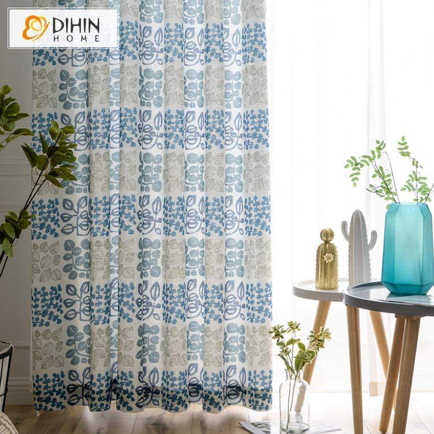 DIHIN HOME Pastoral Blue Flower Printed Curtains ,Blackout Grommet Window Curtain for Living Room ,52x63-inch,1 Panel Roman Shades Curtains Window Blinds custom curtains blackout curtains curtains for living room sheer curtains curtain fabric linen curtains kitchen curtains velvet curtains pinch pleat curtains bay window curtains outdoor curtains pleated curtains floral curtains dining room curtains kitchen valances drapes for bedroom patio curtains nursery curtains grommet curtains