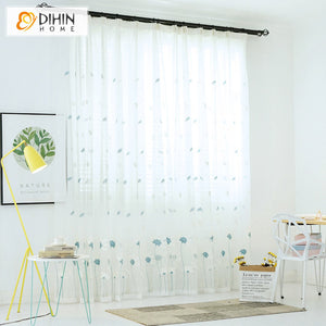 DIHIN HOME Pastoral Blue Flowers Embroidered,Grommet Window Sheer Curtain for Living Room ,52x63-inch,1 Panel Roman Shades Curtains Window Blinds custom curtains blackout curtains curtains for living room sheer curtains curtain fabric linen curtains kitchen curtains velvet curtains pinch pleat curtains bay window curtains outdoor curtains pleated curtains floral curtains dining room curtains kitchen valances drapes for bedroom patio curtains nursery curtains grommet curtains