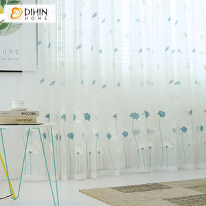 DIHIN HOME Pastoral Blue Flowers Embroidered,Grommet Window Sheer Curtain for Living Room ,52x63-inch,1 Panel Roman Shades Curtains Window Blinds custom curtains blackout curtains curtains for living room sheer curtains curtain fabric linen curtains kitchen curtains velvet curtains pinch pleat curtains bay window curtains outdoor curtains pleated curtains floral curtains dining room curtains kitchen valances drapes for bedroom patio curtains nursery curtains grommet curtains
