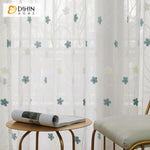 DIHIN HOME Pastoral Blue Flowers Embroidered,Sheer Curtain,Grommet Window Curtain for Living Room ,52x63-inch,1 Panel Curtains custom curtains blackout curtains curtains for living room curtain fabric linen curtains