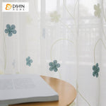 DIHIN HOME Pastoral Blue Flowers Embroidered,Sheer Curtain,Grommet Window Curtain for Living Room ,52x63-inch,1 Panel Curtains custom curtains blackout curtains curtains for living room curtain fabric linen curtains