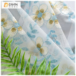 DIHIN HOME Pastoral Blue Flowers Embroidered,Sheer Curtain,Grommet Window Curtain for Living Room ,52x63-inch,1 Panel Curtains custom curtains blackout curtains curtains for living room curtain fabric linen curtains