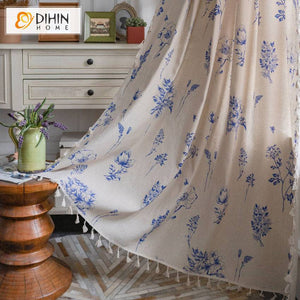 DIHIN HOME Pastoral Blue Flowers Printed,Blackout Grommet Window Curtain for Living Room ,52x63-inch,1 Panel Roman Shades Curtains Window Blinds custom curtains blackout curtains curtains for living room sheer curtains curtain fabric linen curtains kitchen curtains velvet curtains pinch pleat curtains bay window curtains outdoor curtains pleated curtains floral curtains dining room curtains kitchen valances drapes for bedroom patio curtains nursery curtains grommet curtains