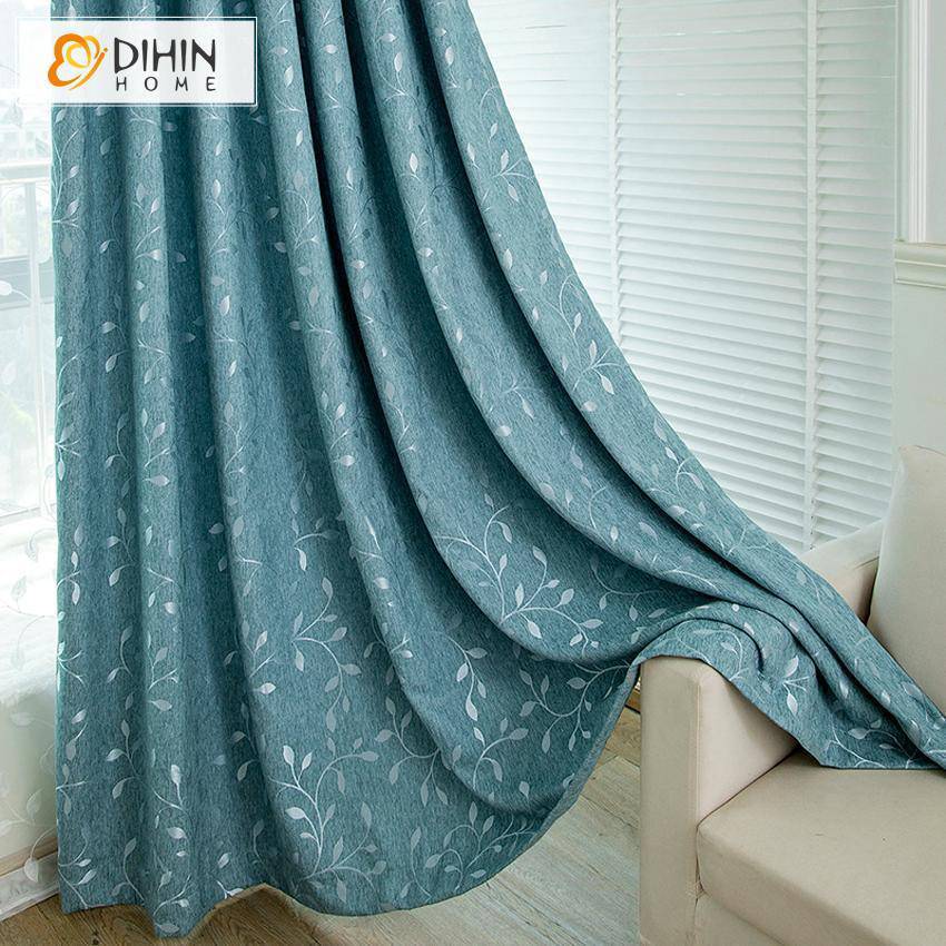 DIHIN HOME Pastoral Blue Leaves Embroidered Curtains,Blackout Grommet Window Curtain for Living Room ,52x63-inch,1 Panel Roman Shades Curtains Window Blinds custom curtains blackout curtains curtains for living room sheer curtains curtain fabric linen curtains kitchen curtains velvet curtains pinch pleat curtains bay window curtains outdoor curtains pleated curtains floral curtains dining room curtains kitchen valances drapes for bedroom patio curtains nursery curtains grommet curtains
