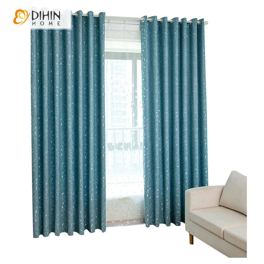 DIHIN HOME Pastoral Blue Leaves Embroidered Curtains,Blackout Grommet Window Curtain for Living Room ,52x63-inch,1 Panel Roman Shades Curtains Window Blinds custom curtains blackout curtains curtains for living room sheer curtains curtain fabric linen curtains kitchen curtains velvet curtains pinch pleat curtains bay window curtains outdoor curtains pleated curtains floral curtains dining room curtains kitchen valances drapes for bedroom patio curtains nursery curtains grommet curtains