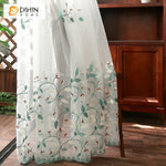 DIHIN HOME Pastoral Blue Leaves Embroidered Sheer Curtain,Grommet Window Curtain for Living Room ,52x63-inch,1 Panel Roman Shades Curtains Window Blinds custom curtains blackout curtains curtains for living room sheer curtains curtain fabric linen curtains kitchen curtains velvet curtains pinch pleat curtains bay window curtains outdoor curtains pleated curtains floral curtains dining room curtains kitchen valances drapes for bedroom patio curtains nursery curtains grommet curtains