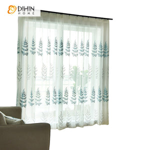 DIHIN HOME Pastoral Blue Leaves Embroidered Sheer Curtain, Grommet Window Curtain for Living Room ,52x63-inch,1 Panel Roman Shades Curtains Window Blinds custom curtains blackout curtains curtains for living room sheer curtains curtain fabric linen curtains kitchen curtains velvet curtains pinch pleat curtains bay window curtains outdoor curtains pleated curtains floral curtains dining room curtains kitchen valances drapes for bedroom patio curtains nursery curtains grommet curtains