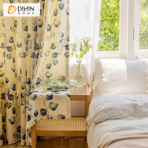 DIHIN HOME Pastoral Blue Leaves Printed Curtain,Blackout Grommet Window Curtain for Living Room,1 Panel Roman Shades Curtains Window Blinds custom curtains blackout curtains curtains for living room sheer curtains curtain fabric linen curtains kitchen curtains velvet curtains pinch pleat curtains bay window curtains outdoor curtains pleated curtains floral curtains dining room curtains kitchen valances drapes for bedroom patio curtains nursery curtains grommet curtains
