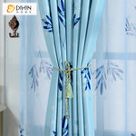 DIHIN HOME Pastoral Blue Leaves Printed Curtain,Blackout Grommet Window Curtain for Living Room,1 Panel Roman Shades Window Curtains Curtains Window Blinds Curtains Drapes linen drapery curtains and drapes windows drapes custom curtains blackout curtains curtains for living room window shades sheer curtains curtain fabric window treatments custom drapery