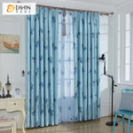 DIHIN HOME Pastoral Blue Leaves Printed Curtain,Blackout Grommet Window Curtain for Living Room,1 Panel Roman Shades Window Curtains Curtains Window Blinds Curtains Drapes linen drapery curtains and drapes windows drapes custom curtains blackout curtains curtains for living room window shades sheer curtains curtain fabric window treatments custom drapery