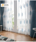 DIHIN HOME Pastoral Blue Leaves White Sheer Curtain,Grommet Window Curtain for Living Room ,52x63-inch,1 Panel Roman Shades Curtains Window Blinds custom curtains blackout curtains curtains for living room sheer curtains curtain fabric linen curtains kitchen curtains velvet curtains pinch pleat curtains bay window curtains outdoor curtains pleated curtains floral curtains dining room curtains kitchen valances drapes for bedroom patio curtains nursery curtains grommet curtains