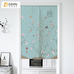 DIHIN HOME Pastoral Blue Peach Blossom Printed Japanese Noren Doorway Curtain Tapestry,Cotton Linen,Door Way Curtain Door Hanging Tapestry,33.5''Wx59''L,1 Panel Roman Shades Window Curtains Curtains Window Blinds Curtains Drapes linen drapery curtains and drapes windows drapes custom curtains blackout curtains curtains for living room window shades sheer curtains curtain fabric window treatments custom drapery