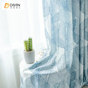 DIHIN HOME Pastoral Blue Small Leaves Printed Curtains,Grommet Window Curtain for Living Room ,52x63-inch,1 Panel Roman Shades Curtains Window Blinds custom curtains blackout curtains curtains for living room sheer curtains curtain fabric linen curtains kitchen curtains velvet curtains pinch pleat curtains bay window curtains outdoor curtains pleated curtains floral curtains dining room curtains kitchen valances drapes for bedroom patio curtains nursery curtains grommet curtains