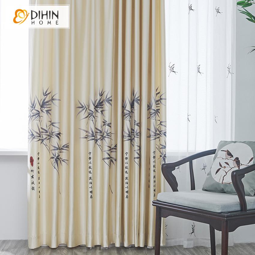 DIHIN HOME Pastoral Chinese Style Bamboo High Precision Imitation Silk Embroidered Curtains,Blackout Grommet Window Curtain for Living Room ,52x63-inch,1 Panel Roman Shades Curtains Window Blinds custom curtains blackout curtains curtains for living room sheer curtains curtain fabric linen curtains kitchen curtains velvet curtains pinch pleat curtains bay window curtains outdoor curtains pleated curtains floral curtains dining room curtains kitchen valances drapes for bedroom patio curtains nursery curtains