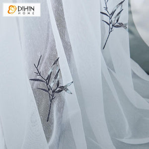 DIHIN HOME Pastoral Chinese Style Bamboo High Precision Imitation Silk Embroidered Curtains,Blackout Grommet Window Curtain for Living Room ,52x63-inch,1 Panel Roman Shades Curtains Window Blinds custom curtains blackout curtains curtains for living room sheer curtains curtain fabric linen curtains kitchen curtains velvet curtains pinch pleat curtains bay window curtains outdoor curtains pleated curtains floral curtains dining room curtains kitchen valances drapes for bedroom patio curtains nursery curtains