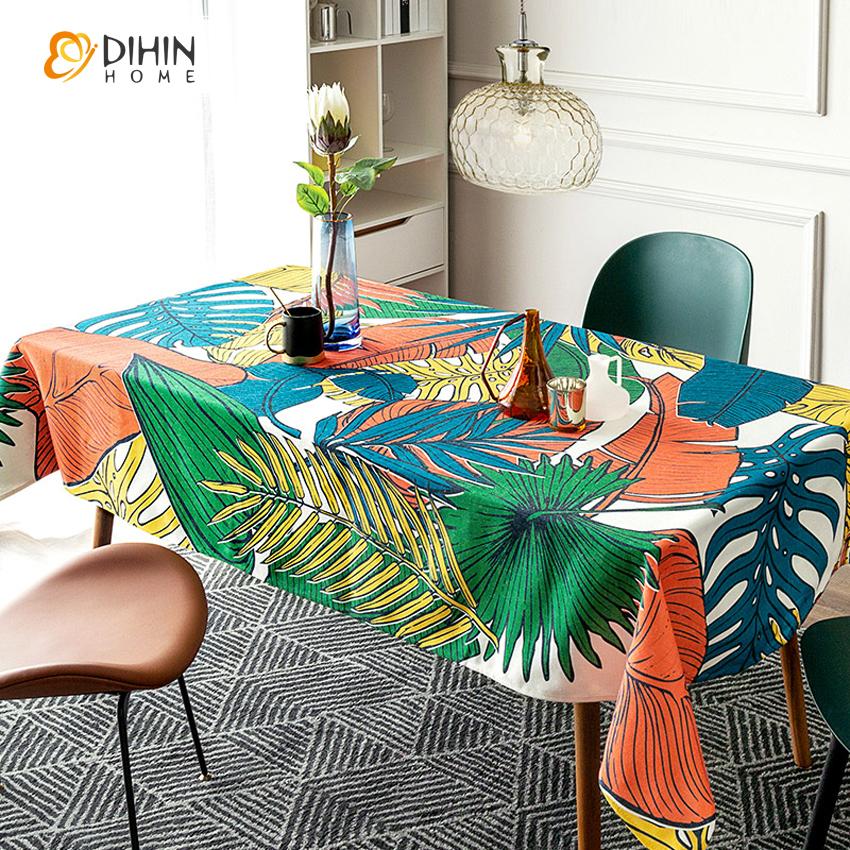 DIHIN HOME Pastoral Colorful Banana Leaves Printed Tablecloth For Rectangle Tables,Custom Washed Linen Tablecloth,Handmade Rectangle Table Cover Roman Shades Curtains Window Blinds custom curtains blackout curtains curtains for living room sheer curtains curtain fabric linen curtains kitchen curtains velvet curtains pinch pleat curtains bay window curtains outdoor curtains pleated curtains floral curtains dining room curtains kitchen valances drapes for bedroom patio curtains nursery curtains grommet curtai