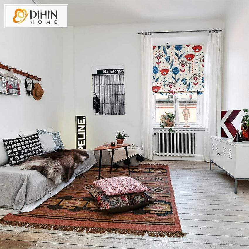 DIHIN HOME Pastoral Colorful Flowers Printed Roman Shades ,Easy Install Washable Curtains ,Customized Window Curtain Drape, 24"W X 64"H Roman Shades Curtains Window Blinds custom curtains blackout curtains curtains for living room sheer curtains curtain fabric linen curtains kitchen curtains velvet curtains pinch pleat curtains bay window curtains outdoor curtains pleated curtains floral curtains dining room curtains kitchen valances drapes for bedroom patio curtains nursery curtains grommet curtains