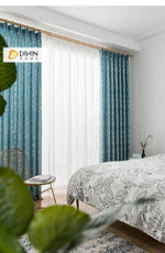DIHIN HOME Pastoral Cotton Linen Blue Color White Leaves Embroidered,Blackout Grommet Window Curtain for Living Room ,52x63-inch,1 Panel Roman Shades Curtains Window Blinds custom curtains blackout curtains curtains for living room sheer curtains curtain fabric linen curtains kitchen curtains velvet curtains pinch pleat curtains bay window curtains outdoor curtains pleated curtains floral curtains dining room curtains kitchen valances drapes for bedroom patio curtains nursery curtains grommet curtains