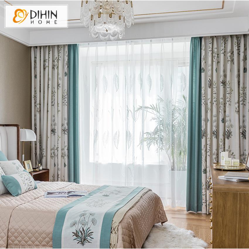 DIHIN HOME Pastoral Cotton Linen Blue Water Grass Printed,Blackout Curtains Grommet Window Curtain for Living Room ,52x63-inch,1 Panel Roman Shades Curtains Window Blinds custom curtains blackout curtains curtains for living room sheer curtains curtain fabric linen curtains kitchen curtains velvet curtains pinch pleat curtains bay window curtains outdoor curtains pleated curtains floral curtains dining room curtains kitchen valances drapes for bedroom patio curtains nursery curtains grommet curtains