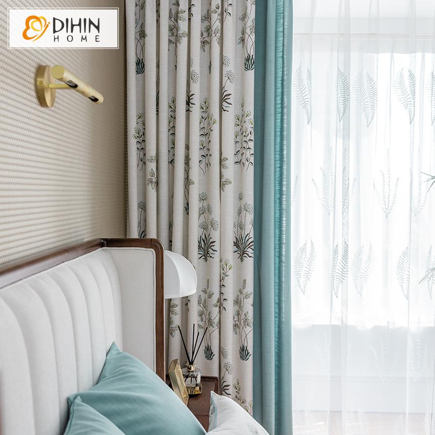 DIHIN HOME Pastoral Cotton Linen Blue Water Grass Printed,Blackout Curtains Grommet Window Curtain for Living Room ,52x63-inch,1 Panel Roman Shades Curtains Window Blinds custom curtains blackout curtains curtains for living room sheer curtains curtain fabric linen curtains kitchen curtains velvet curtains pinch pleat curtains bay window curtains outdoor curtains pleated curtains floral curtains dining room curtains kitchen valances drapes for bedroom patio curtains nursery curtains grommet curtains