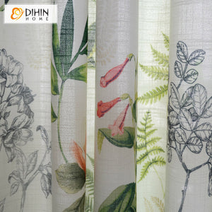 DIHIN HOME Pastoral Cotton Linen Fallen Leaves Printed Blackout Grommet Window Curtain for Living Room ,52x63-inch,1 Panel Roman Shades Curtains Window Blinds custom curtains blackout curtains curtains for living room sheer curtains curtain fabric linen curtains kitchen curtains velvet curtains pinch pleat curtains bay window curtains outdoor curtains pleated curtains floral curtains dining room curtains kitchen valances drapes for bedroom patio curtains nursery curtains grommet curtains