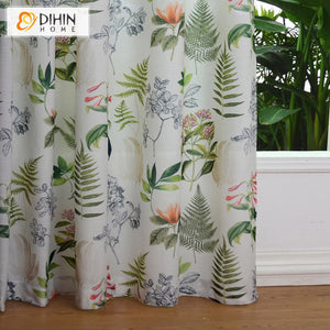 DIHIN HOME Pastoral Cotton Linen Fallen Leaves Printed Blackout Grommet Window Curtain for Living Room ,52x63-inch,1 Panel Roman Shades Curtains Window Blinds custom curtains blackout curtains curtains for living room sheer curtains curtain fabric linen curtains kitchen curtains velvet curtains pinch pleat curtains bay window curtains outdoor curtains pleated curtains floral curtains dining room curtains kitchen valances drapes for bedroom patio curtains nursery curtains grommet curtains