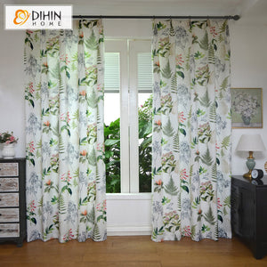 DIHIN HOME Pastoral Cotton Linen Fallen Leaves Printed Blackout Grommet Window Curtain for Living Room ,52x63-inch,1 Panel Roman Shades Curtains Window Blinds custom curtains blackout curtains curtains for living room sheer curtains curtain fabric linen curtains kitchen curtains velvet curtains pinch pleat curtains bay window curtains outdoor curtains pleated curtains floral curtains dining room curtains kitchen valances drapes for bedroom patio curtains nursery curtains grommet curtains