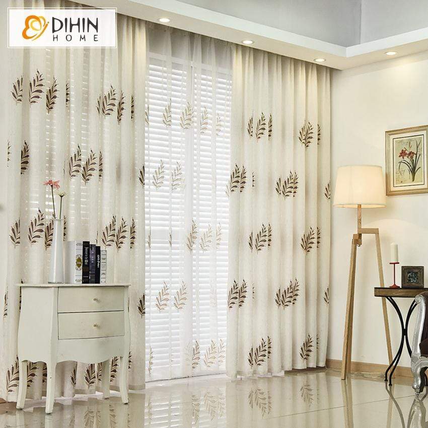 DIHIN HOME Pastoral Cotton Linen Leaves，Blackout Grommet Window Curtain for Living Room ,52x63-inch,1 Panel Roman Shades Curtains Window Blinds custom curtains blackout curtains curtains for living room sheer curtains curtain fabric linen curtains kitchen curtains velvet curtains pinch pleat curtains bay window curtains outdoor curtains pleated curtains floral curtains dining room curtains kitchen valances drapes for bedroom patio curtains nursery curtains grommet curtains