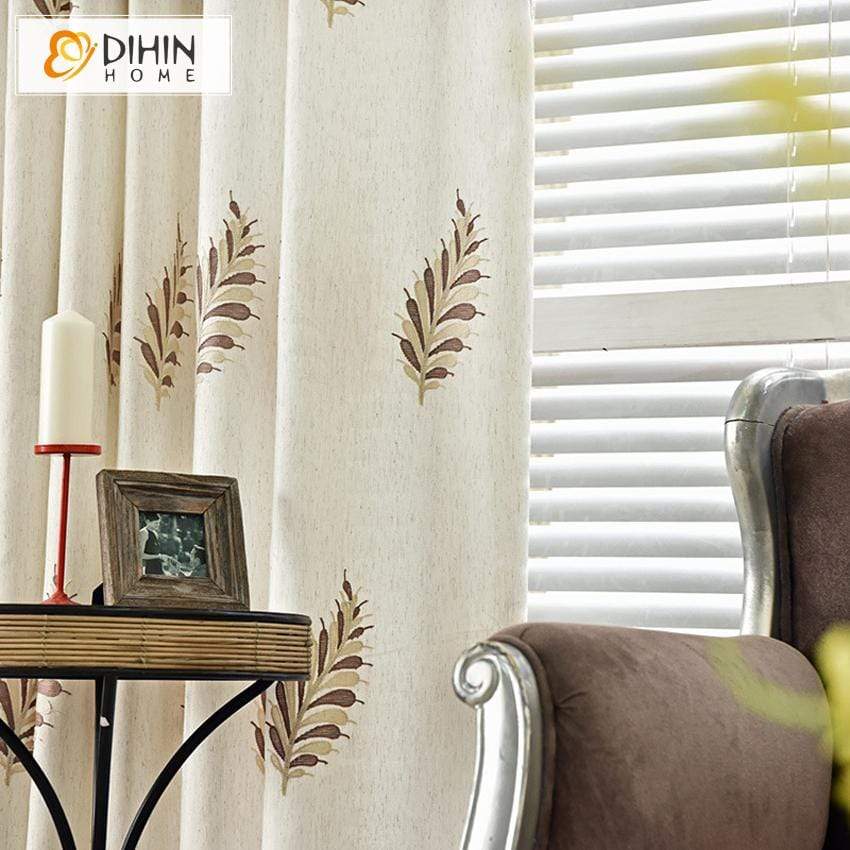 DIHIN HOME Pastoral Cotton Linen Leaves，Blackout Grommet Window Curtain for Living Room ,52x63-inch,1 Panel Roman Shades Curtains Window Blinds custom curtains blackout curtains curtains for living room sheer curtains curtain fabric linen curtains kitchen curtains velvet curtains pinch pleat curtains bay window curtains outdoor curtains pleated curtains floral curtains dining room curtains kitchen valances drapes for bedroom patio curtains nursery curtains grommet curtains