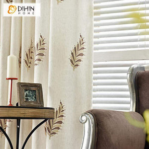 DIHIN HOME Pastoral Cotton Linen Leaves，Blackout Grommet Window Curtain for Living Room ,52x63-inch,1 Panel Roman Shades Curtains Window Blinds custom curtains blackout curtains curtains for living room sheer curtains curtain fabric linen curtains kitchen curtains velvet curtains pinch pleat curtains bay window curtains outdoor curtains pleated curtains floral curtains dining room curtains kitchen valances drapes for bedroom patio curtains nursery curtains grommet curtains