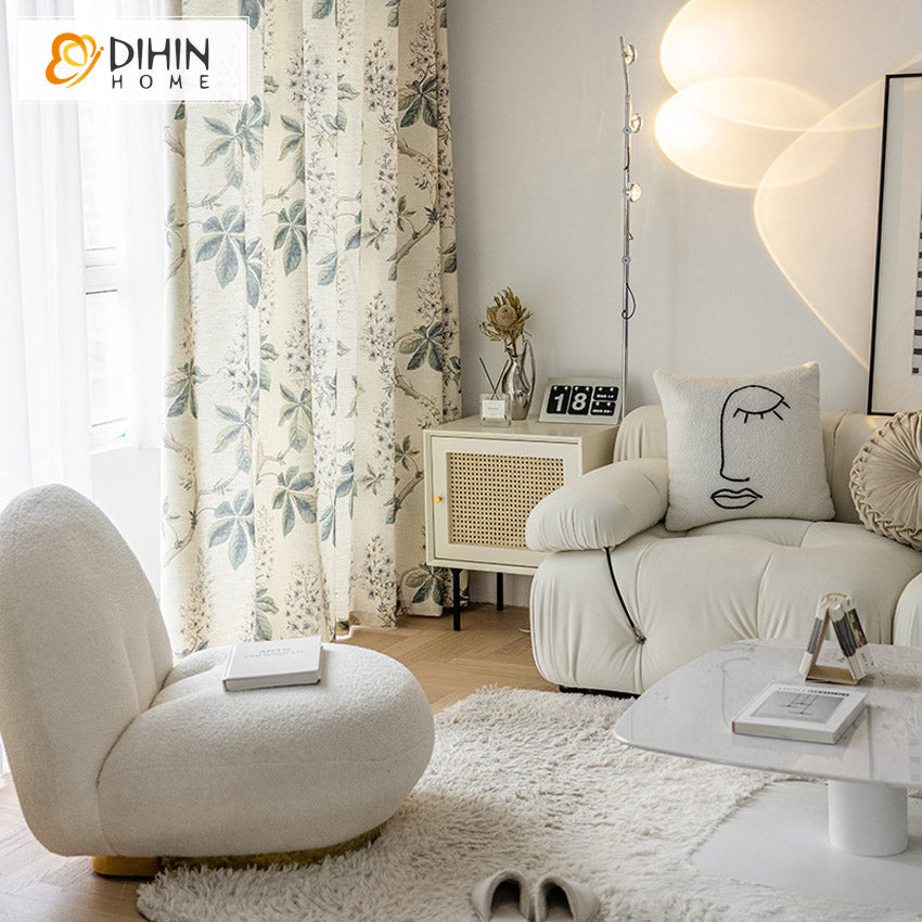 DIHIN HOME Pastoral Cotton Linen Leaves Printed Curtains,Grommet Window Curtain for Living Room ,52x63-inch,1 Panel Roman Shades Curtains Window Blinds custom curtains blackout curtains curtains for living room sheer curtains curtain fabric linen curtains kitchen curtains velvet curtains pinch pleat curtains bay window curtains outdoor curtains pleated curtains floral curtains dining room curtains kitchen valances drapes for bedroom patio curtains nursery curtains grommet curtains