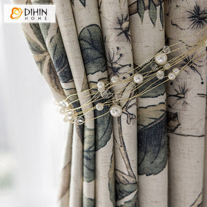 DIHIN HOME Pastoral Cotton Linen Leaves Printed Curtains,Grommet Window Curtain for Living Room ,52x63-inch,1 Panel Roman Shades Curtains Window Blinds custom curtains blackout curtains curtains for living room sheer curtains curtain fabric linen curtains kitchen curtains velvet curtains pinch pleat curtains bay window curtains outdoor curtains pleated curtains floral curtains dining room curtains kitchen valances drapes for bedroom patio curtains nursery curtains grommet curtains