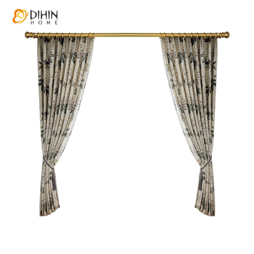 DIHIN HOME Pastoral Cotton Linen Leaves Printed Curtains,Grommet Window Curtain for Living Room ,52x63-inch,1 Panel Roman Shades Curtains Window Blinds custom curtains blackout curtains curtains for living room sheer curtains curtain fabric linen curtains kitchen curtains velvet curtains pinch pleat curtains bay window curtains outdoor curtains pleated curtains floral curtains dining room curtains kitchen valances drapes for bedroom patio curtains nursery curtains grommet curtains