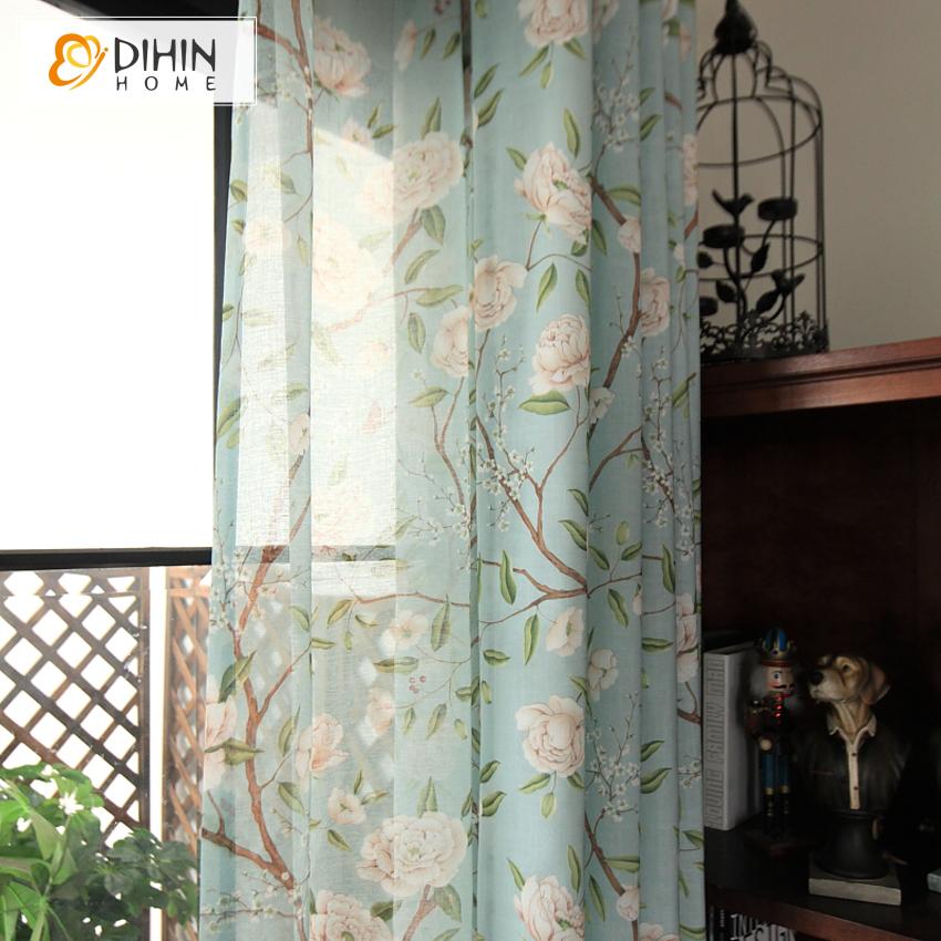 DIHIN HOME Pastoral Cotton Linen Printed Flowers,Blackout Curtains Grommet Window Curtain for Living Room ,52x63-inch,1 Panel Roman Shades Curtains Window Blinds custom curtains blackout curtains curtains for living room sheer curtains curtain fabric linen curtains kitchen curtains velvet curtains pinch pleat curtains bay window curtains outdoor curtains pleated curtains floral curtains dining room curtains kitchen valances drapes for bedroom patio curtains nursery curtains grommet curtains