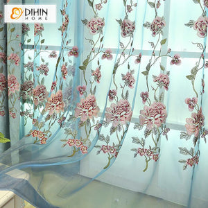 DIHIN HOME Pastoral Customized Curtain Embroidered Valance ,Blackout Curtains Grommet Window Curtain for Living Room ,52x84-inch,1 Panel Roman Shades Curtains Window Blinds custom curtains blackout curtains curtains for living room sheer curtains curtain fabric linen curtains kitchen curtains velvet curtains pinch pleat curtains bay window curtains outdoor curtains pleated curtains floral curtains dining room curtains kitchen valances drapes for bedroom patio curtains nursery curtains grommet curtains