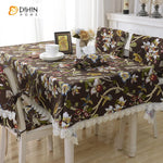 DIHIN HOME Pastoral Dark Coffee Flowers and Birds Printed Tablecloth With White Lace For Rectangle Tables,Custom Washed Linen Tablecloth,Handmade Rectangle Table Cover Roman Shades Curtains Window Blinds custom curtains blackout curtains curtains for living room sheer curtains curtain fabric linen curtains kitchen curtains velvet curtains pinch pleat curtains bay window curtains outdoor curtains pleated curtains floral curtains dining room curtains kitchen valances drapes for bedroom patio curtains nursery 